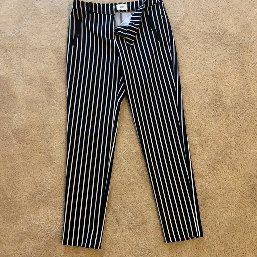 Vertical Stripped Black & White Straight Leg Pants